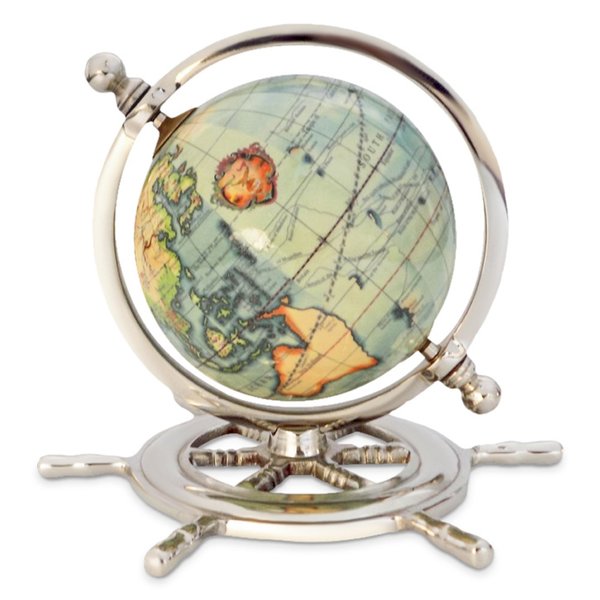 Vintiquewise Educational Decorative World Globe on Sailor Wheel for Office, Home, and School QI004397